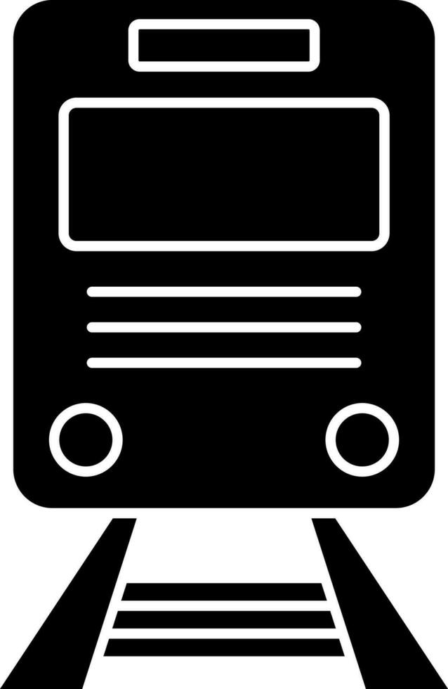 Black and White train icon in flat style. vector
