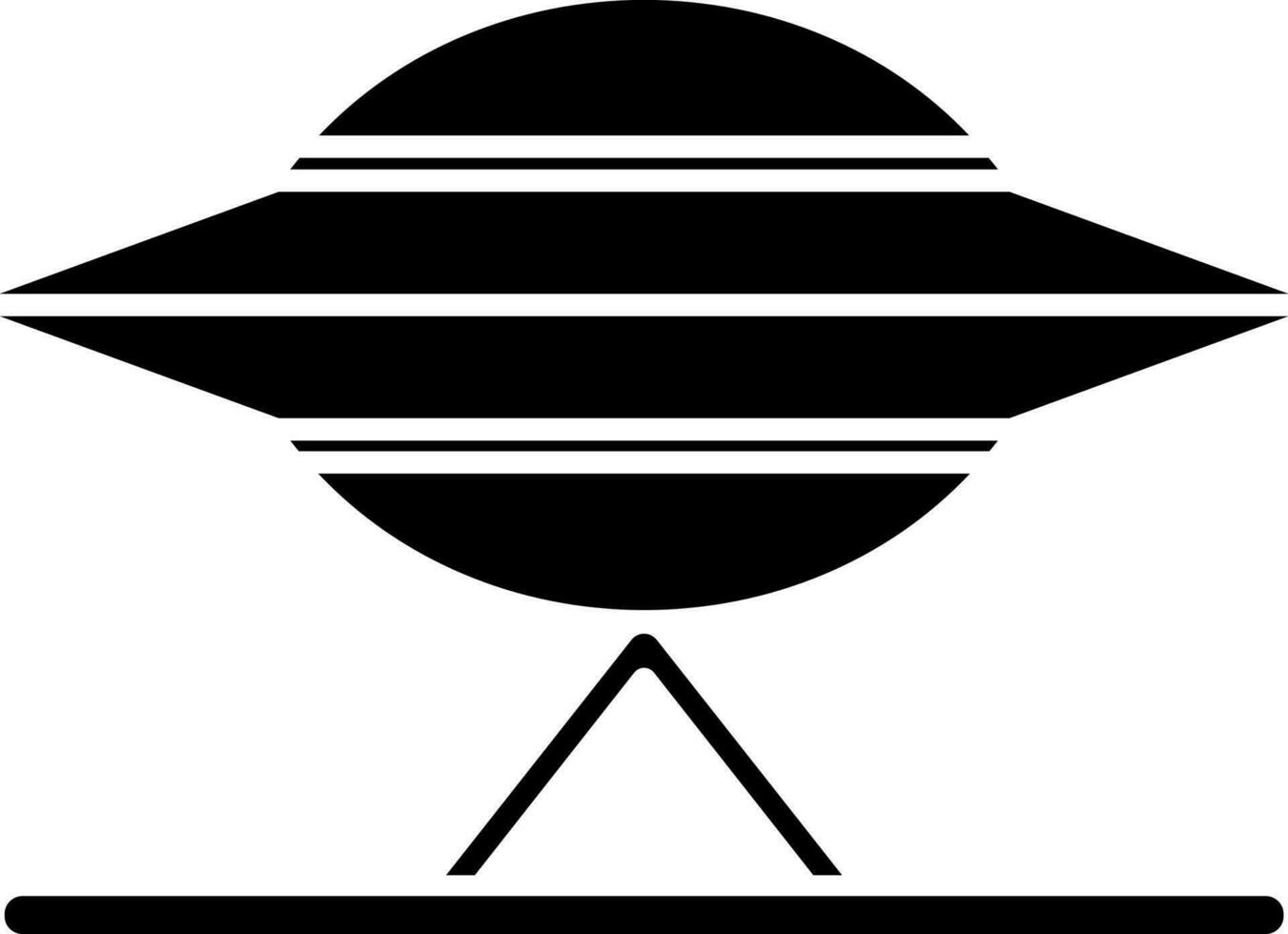 plano estilo OVNI icono en negro y blanco color. vector