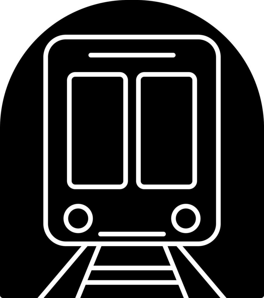 negro y blanco tren en plano estilo. glifo icono o símbolo. vector