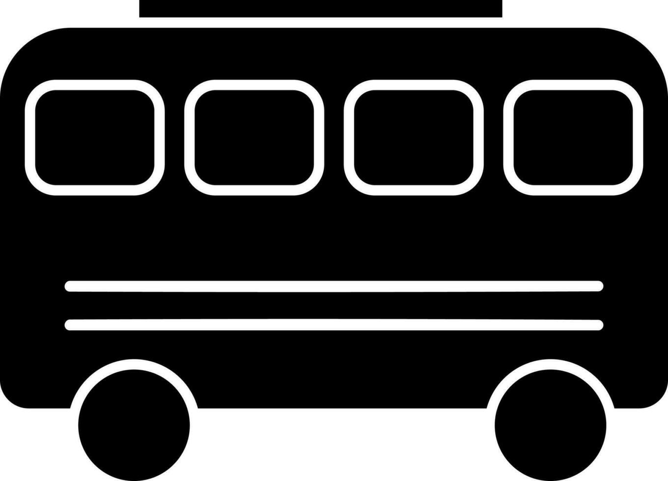 Flat style Black and White mini bus icon. vector