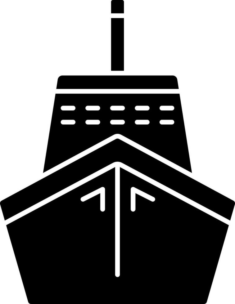 Black and White ship in flat style. Glyph icon or symbol. vector