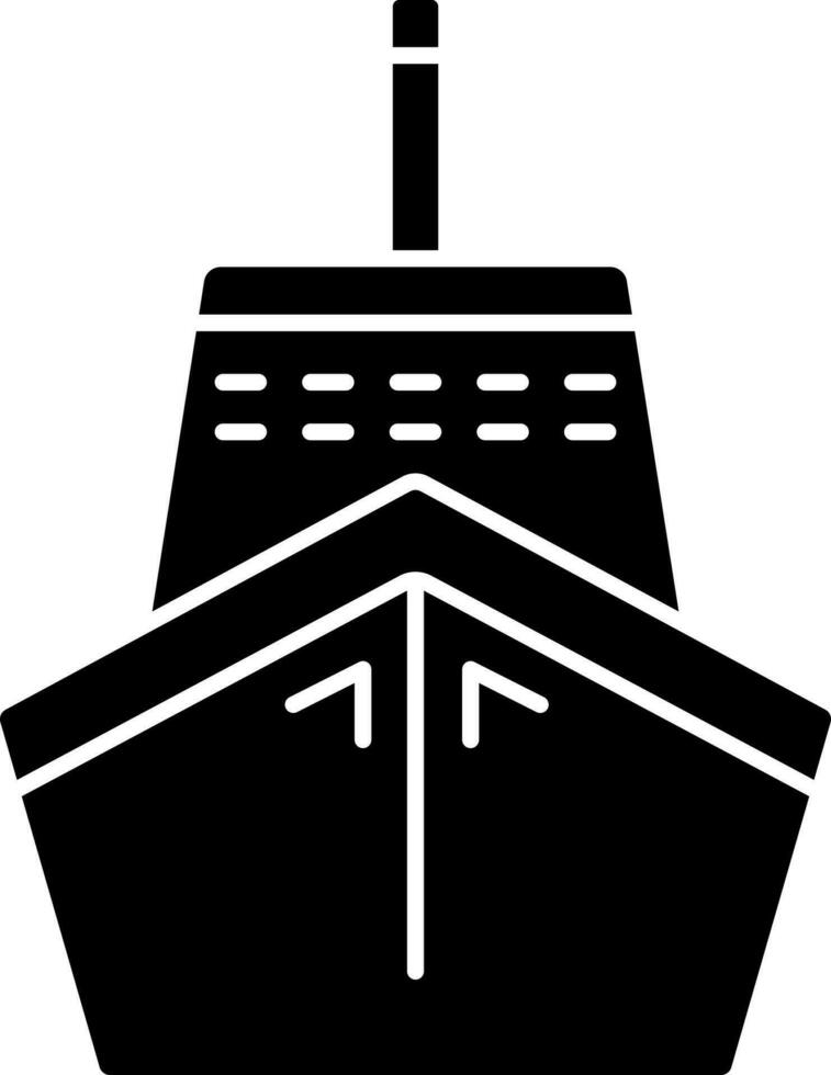 Black and White ship in flat style. Glyph icon or symbol. vector