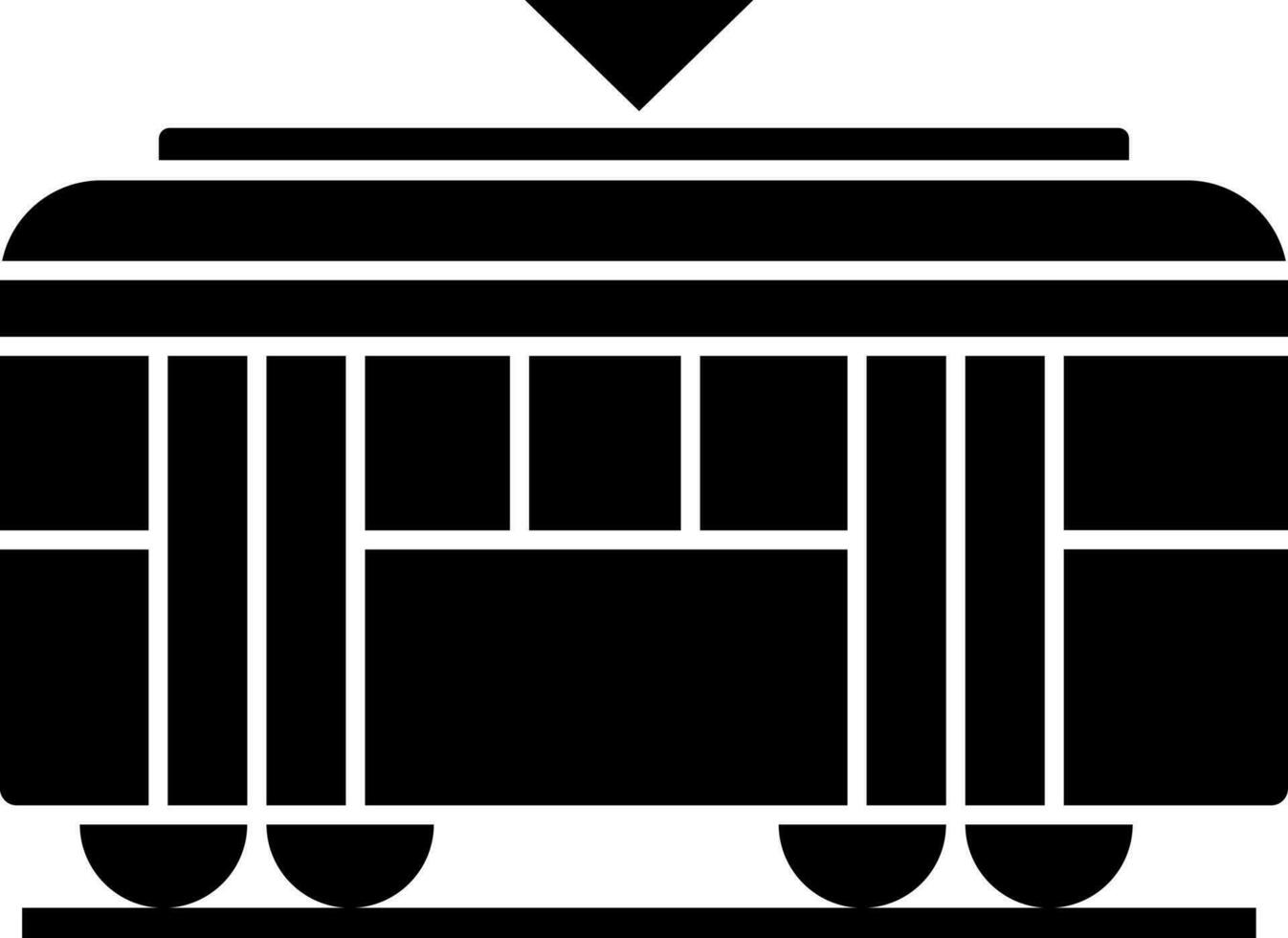 Flat style tram in black and white color. vector