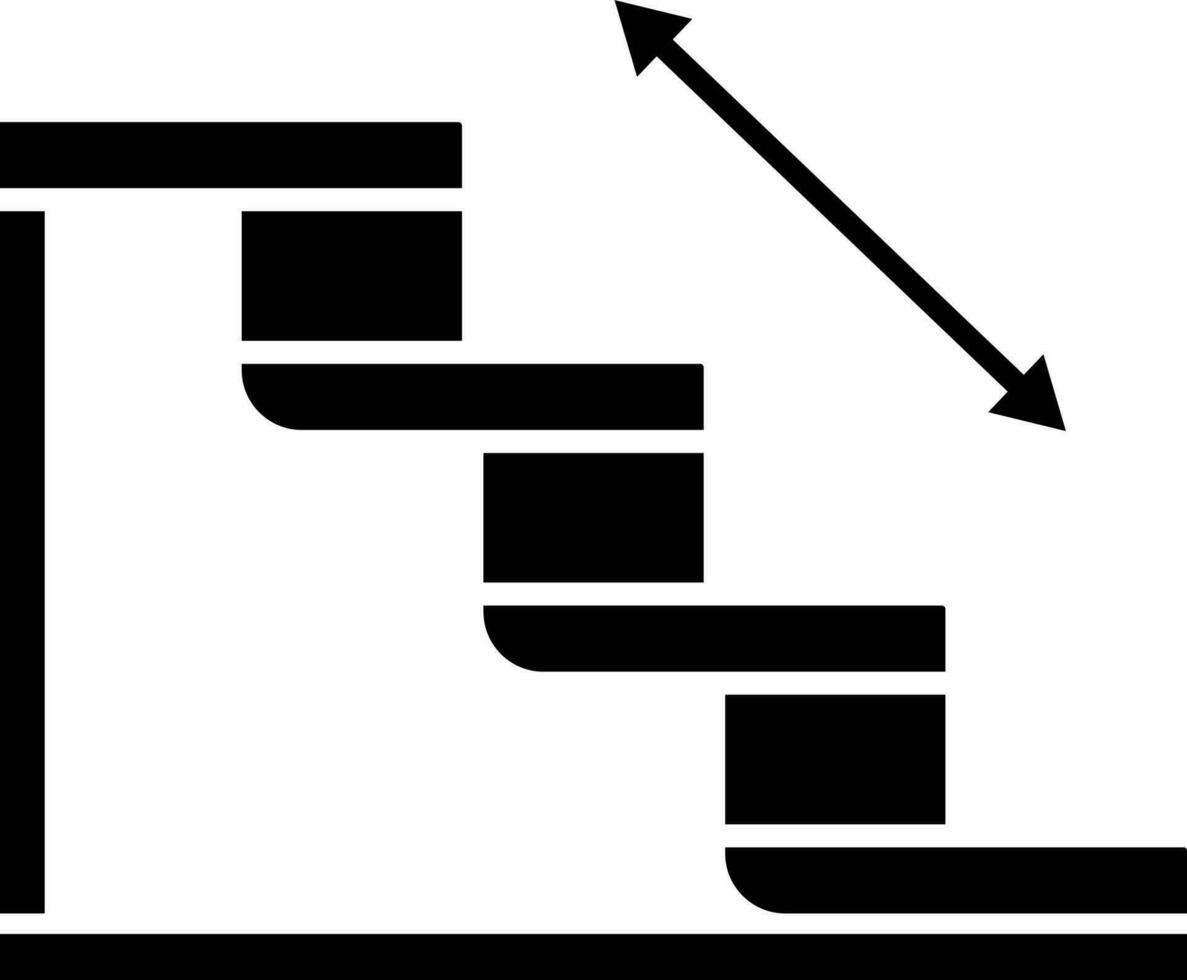 Black and White stairway. Glyph icon or symbol. vector