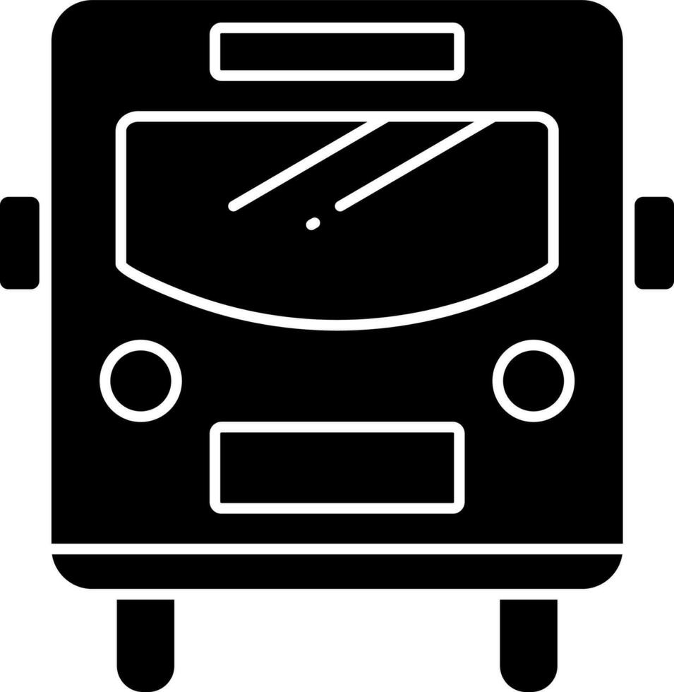 plano estilo negro y blanco autobús. glifo icono o símbolo. vector