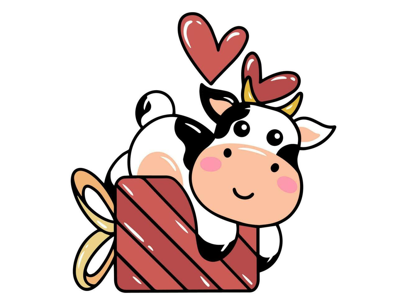 vaca dibujos animados linda para san valentin día vector
