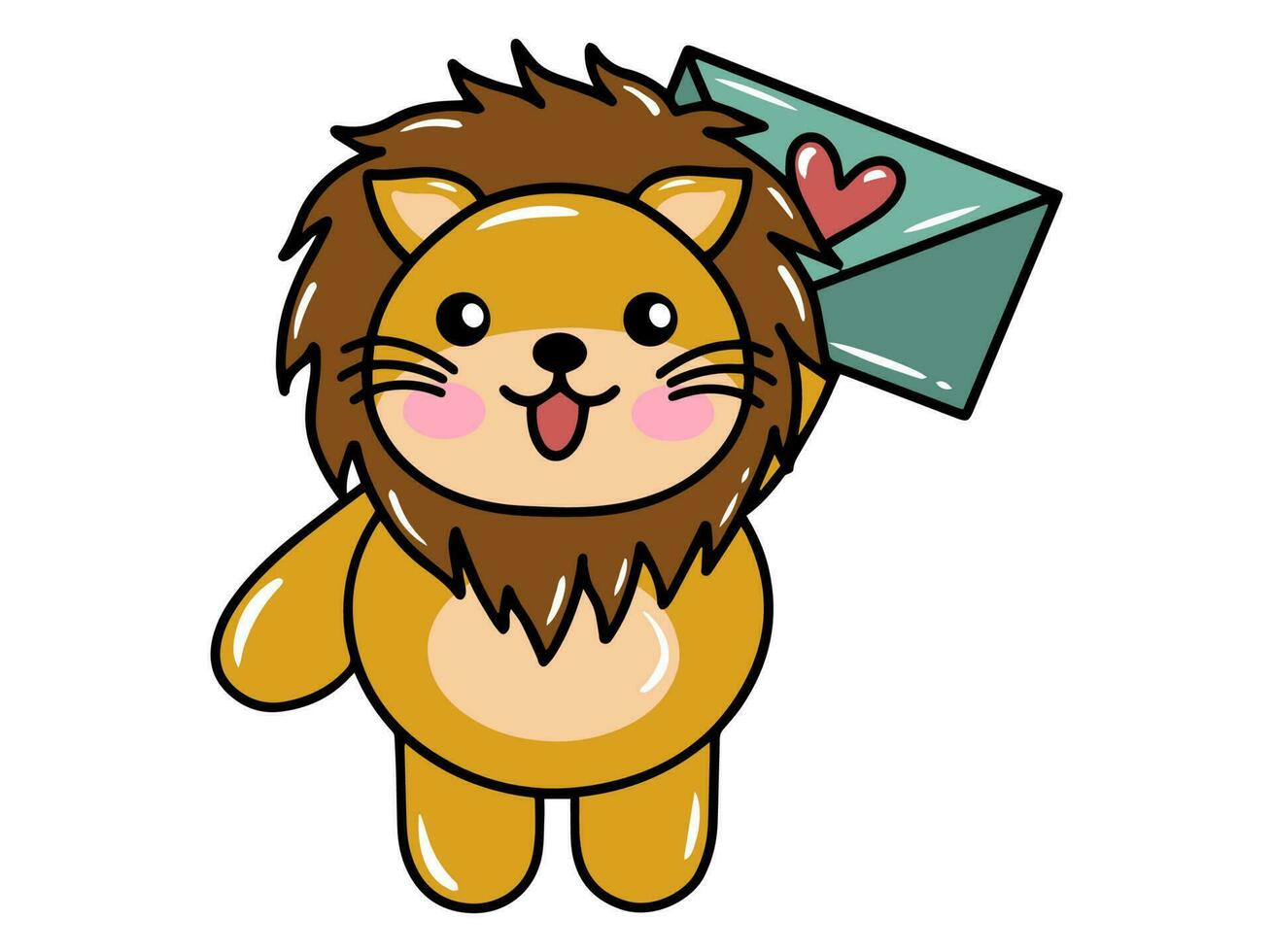 Cute cartoon Lion drawing illustration vector