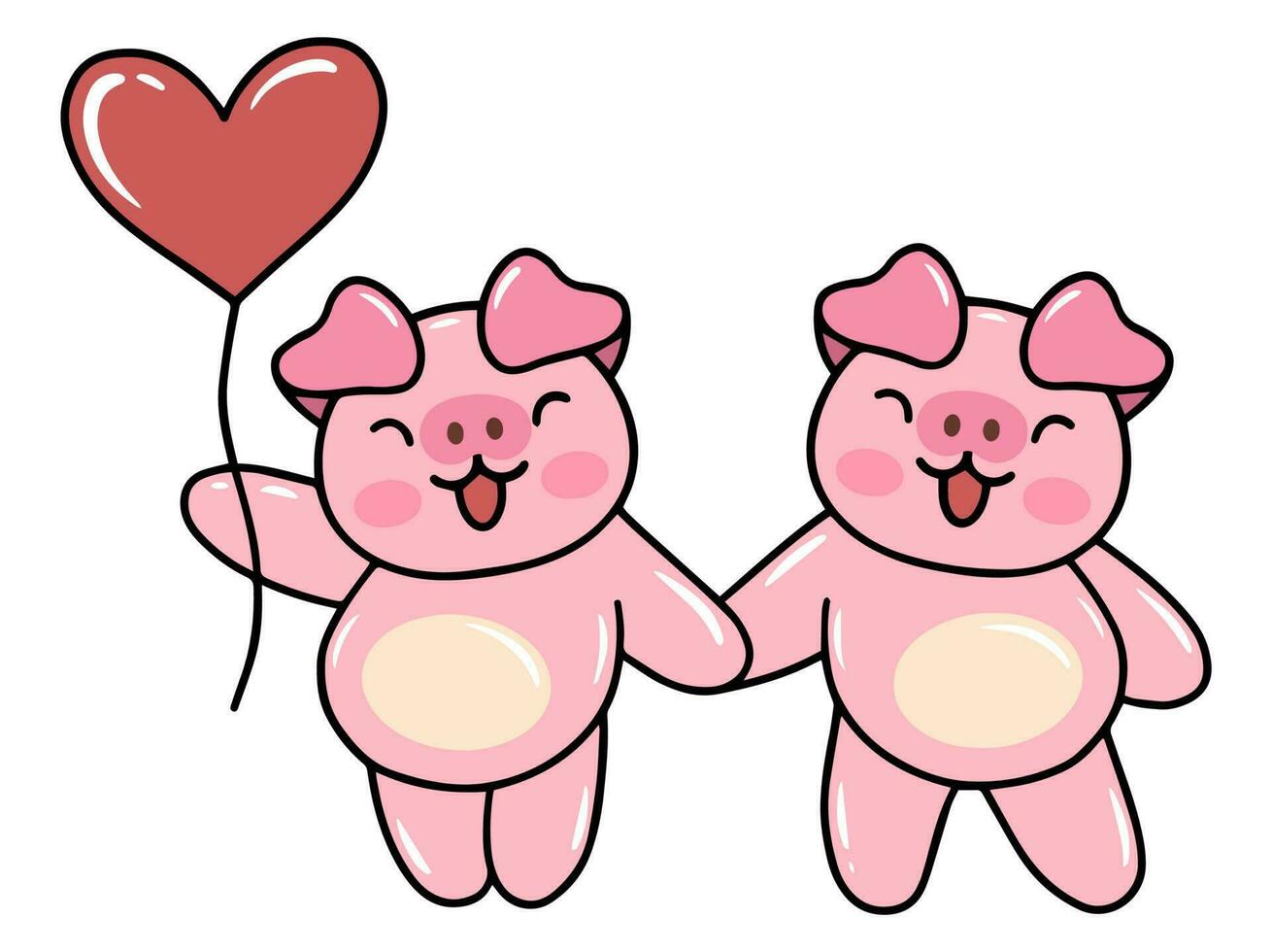 cerdo dibujos animados linda para san valentin día vector