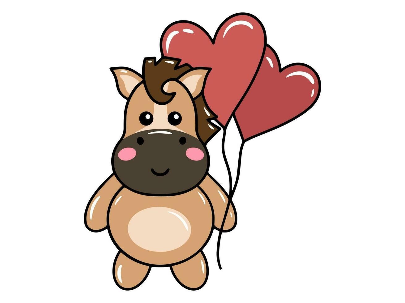 Cute cartoon Horse drawing illustration vector