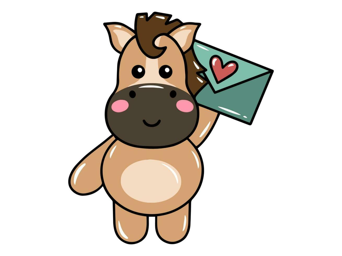 Cute cartoon Horse drawing illustration vector