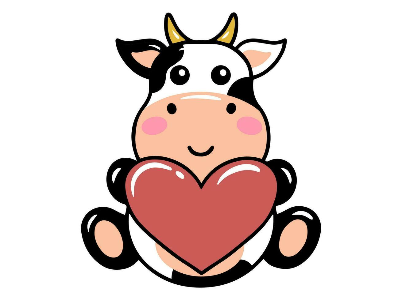 Cute cartoon Cow drawing illustration vector