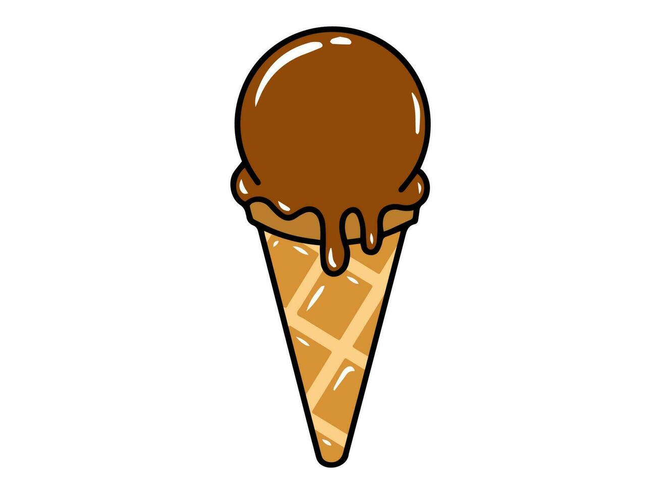 Chocolate Ice Cream Cone Illustration vector