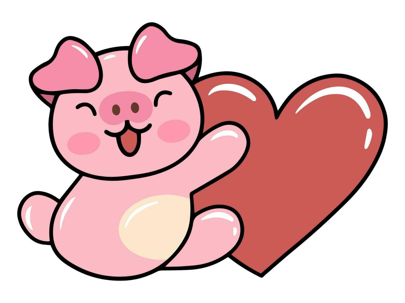 Cute cartoon Pig drawing illustration vector