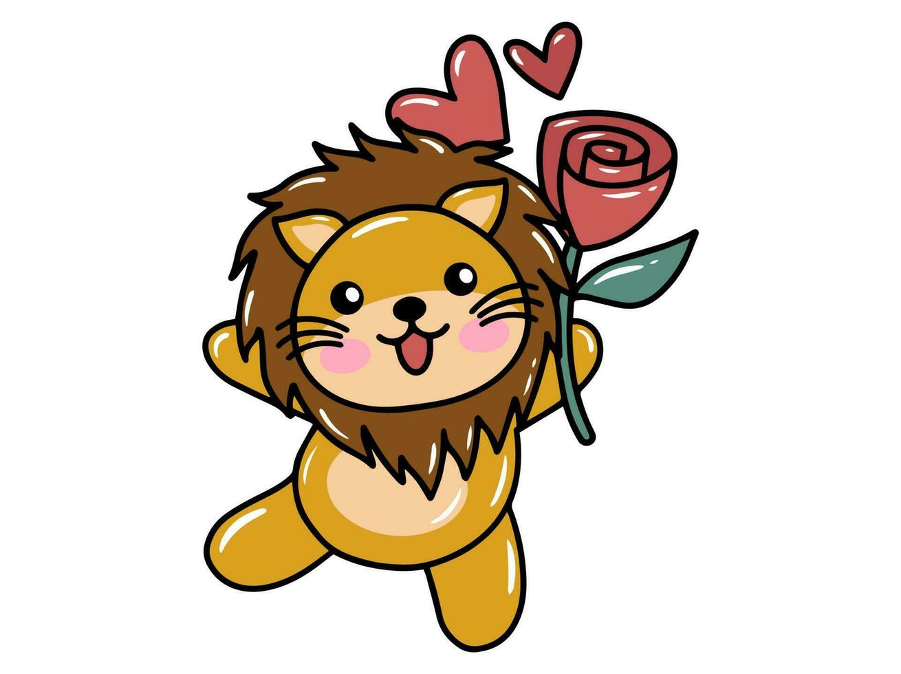 Lion Cartoon Cute for Valentines Day vector