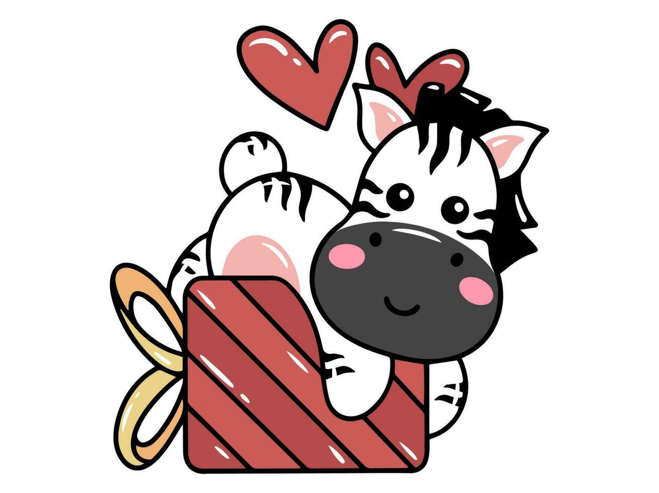 Zebra Cartoon Cute for Valentines Day vector