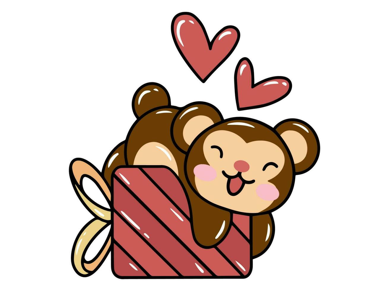 Monkey Cartoon Cute for Valentines Day vector
