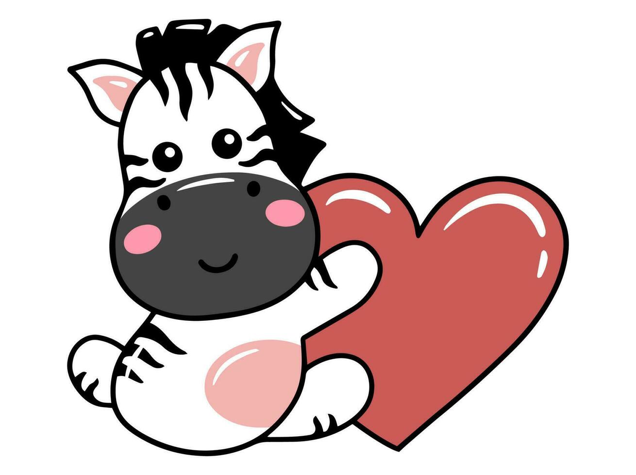 Zebra Cartoon Cute for Valentines Day vector