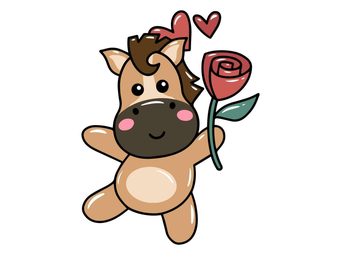 Horse Cartoon Cute for Valentines Day vector