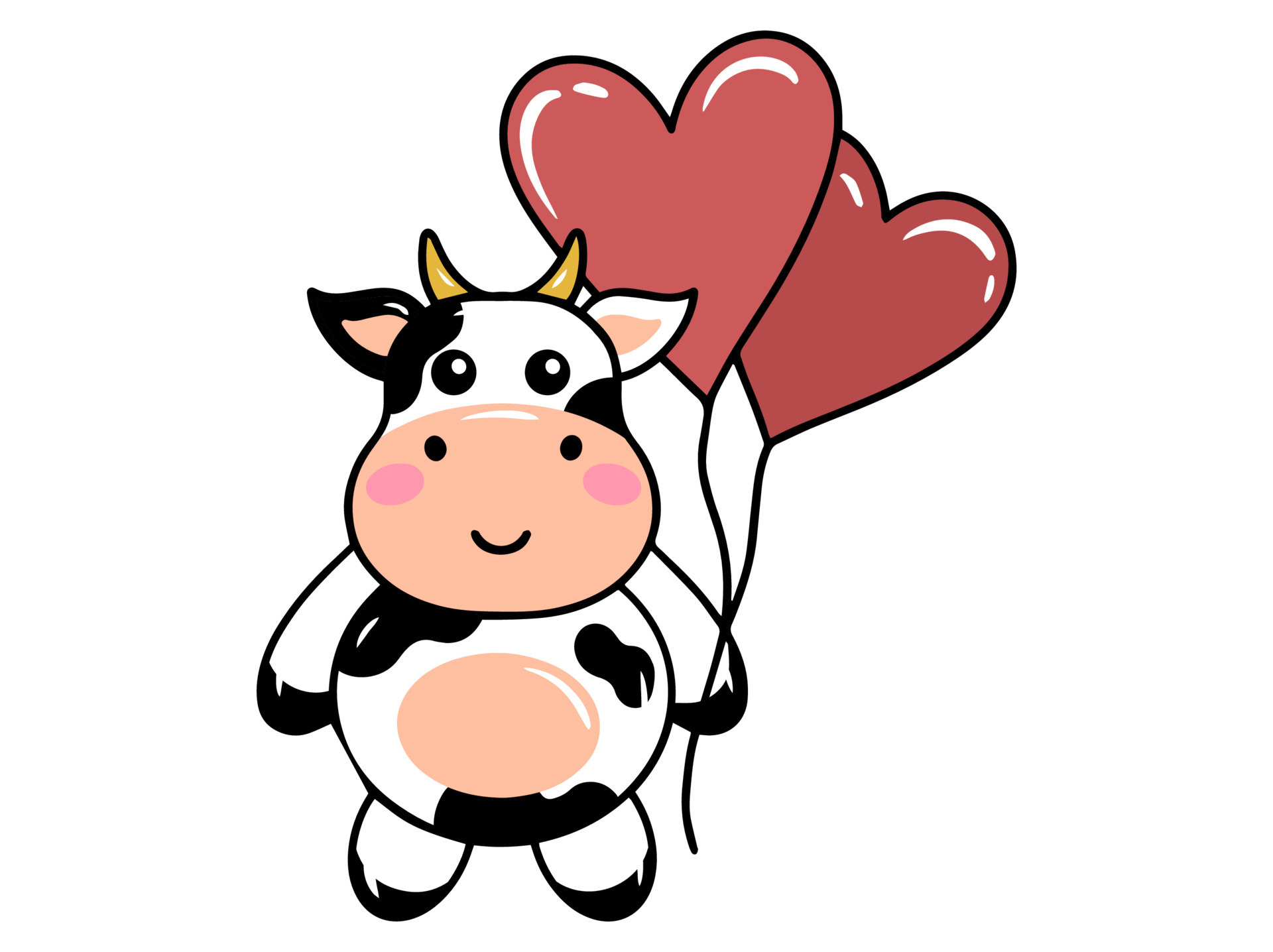 Cow Drawing - Cute Cartoon Cow Drawing Illustration Vector