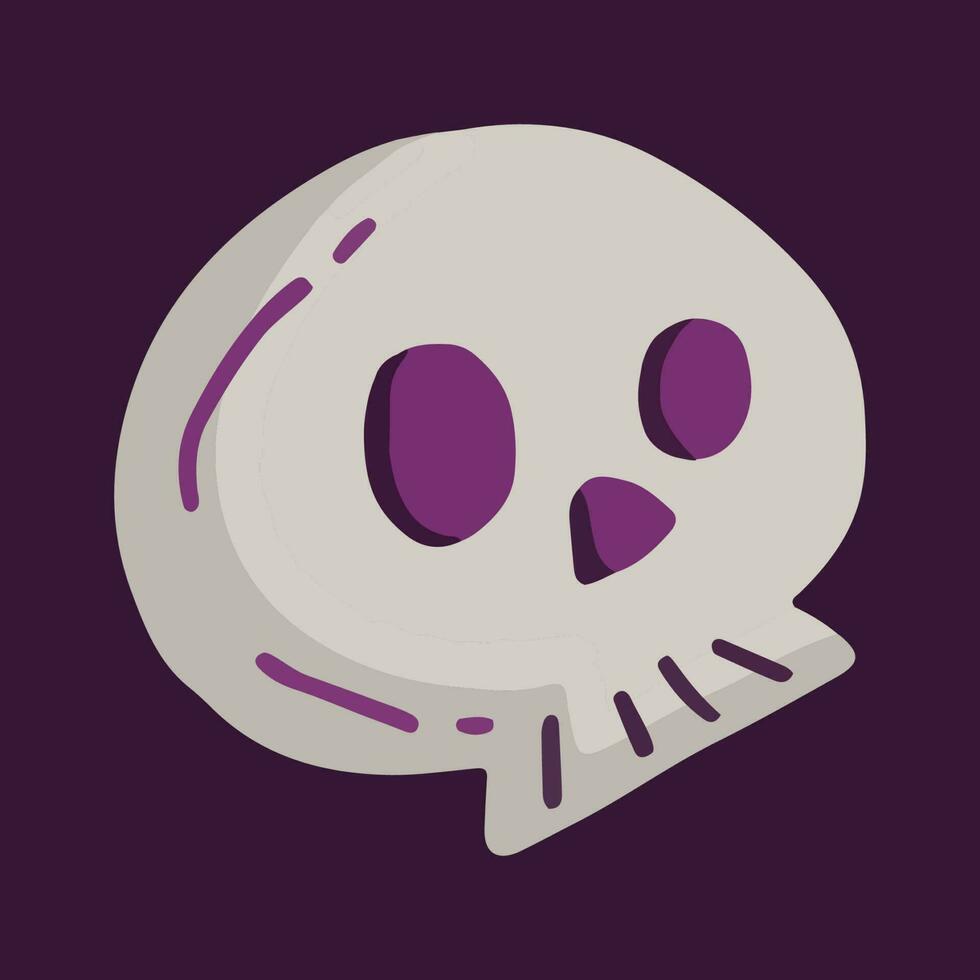 Vector isolated purple skull illustration in cartoon style