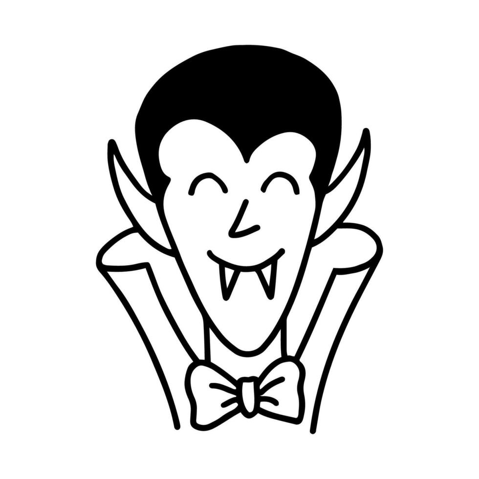 Hand drawn character design of cute dracula in doodle style vector