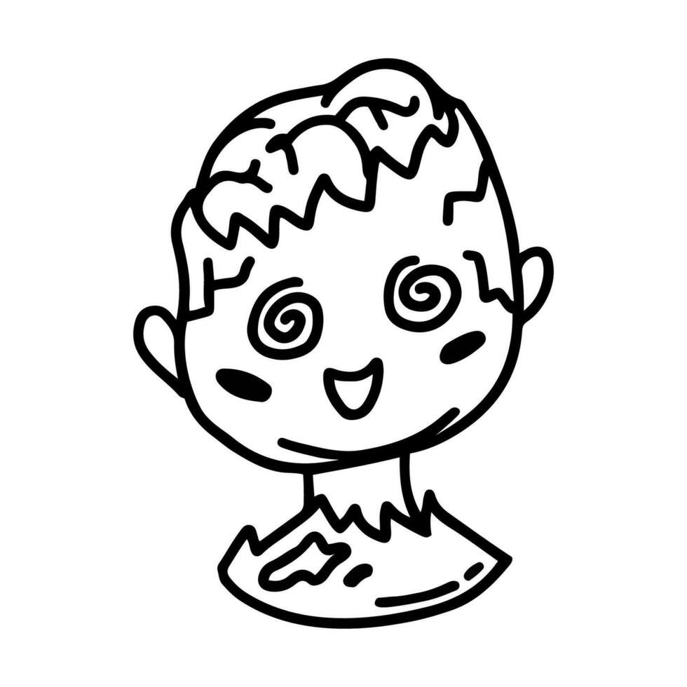 Hand drawn character design of zombie in doodle style vector