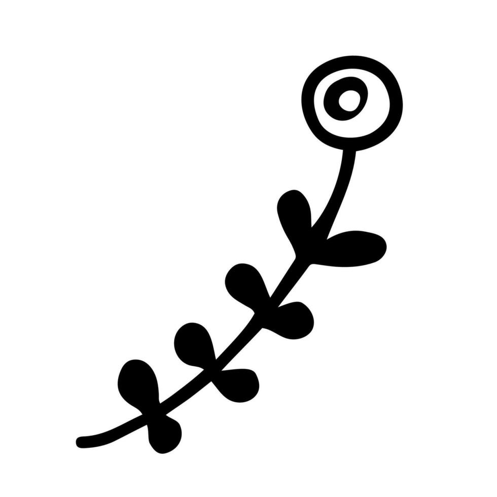 Hand drawn design of mystical branch with eye in doodle style vector