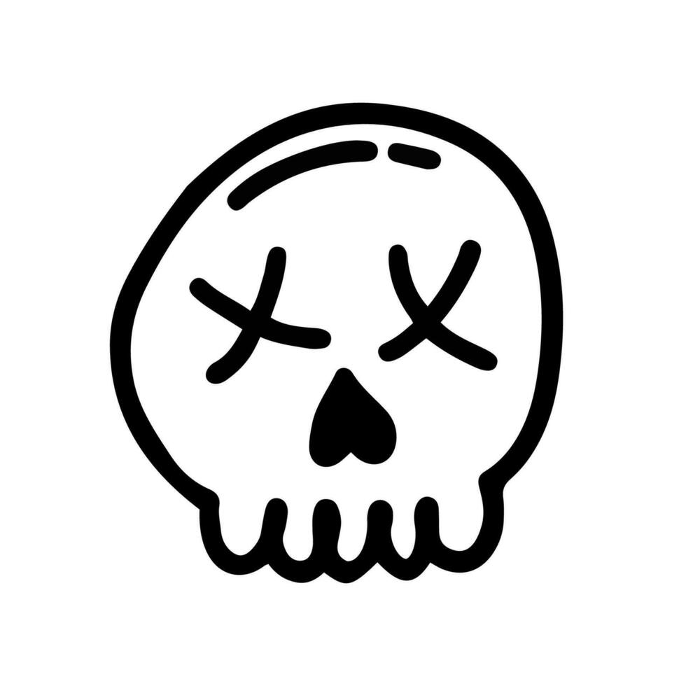 contorno ilustración de muerto cráneo en garabatear estilo vector