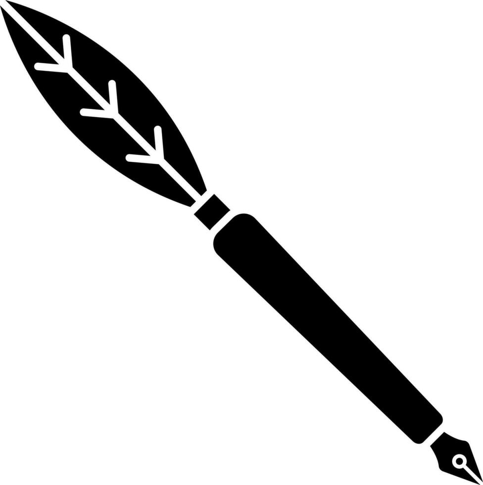 Black and White illustration of  fountain pen flat icon. vector