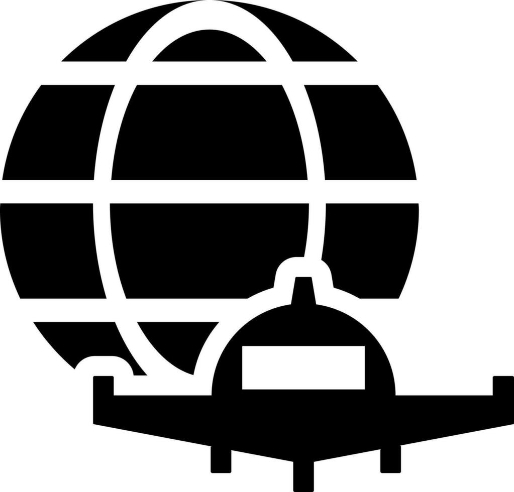 International air flight icon in Black and White color. vector