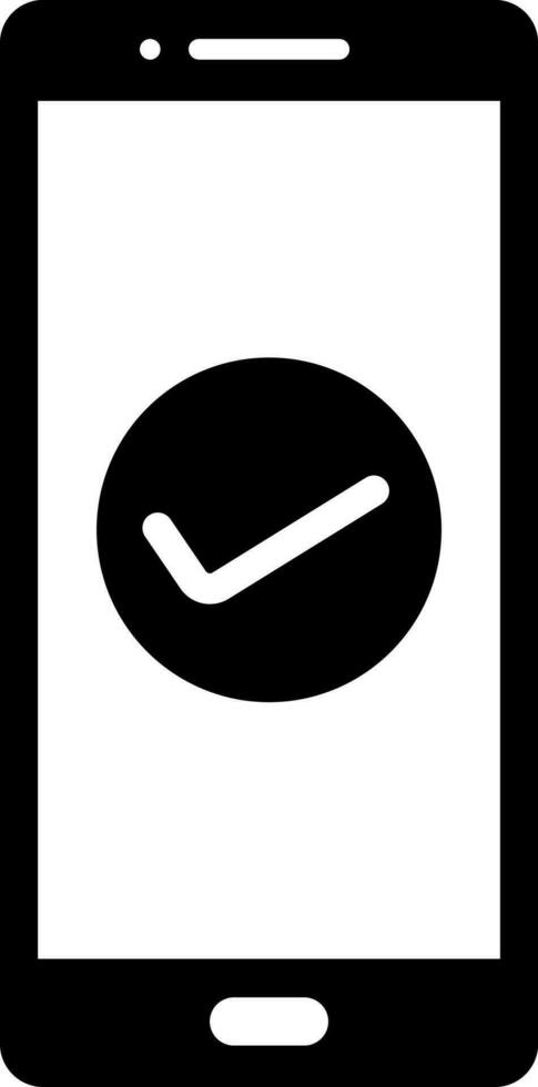 Check mark on smartphone screen icon. vector