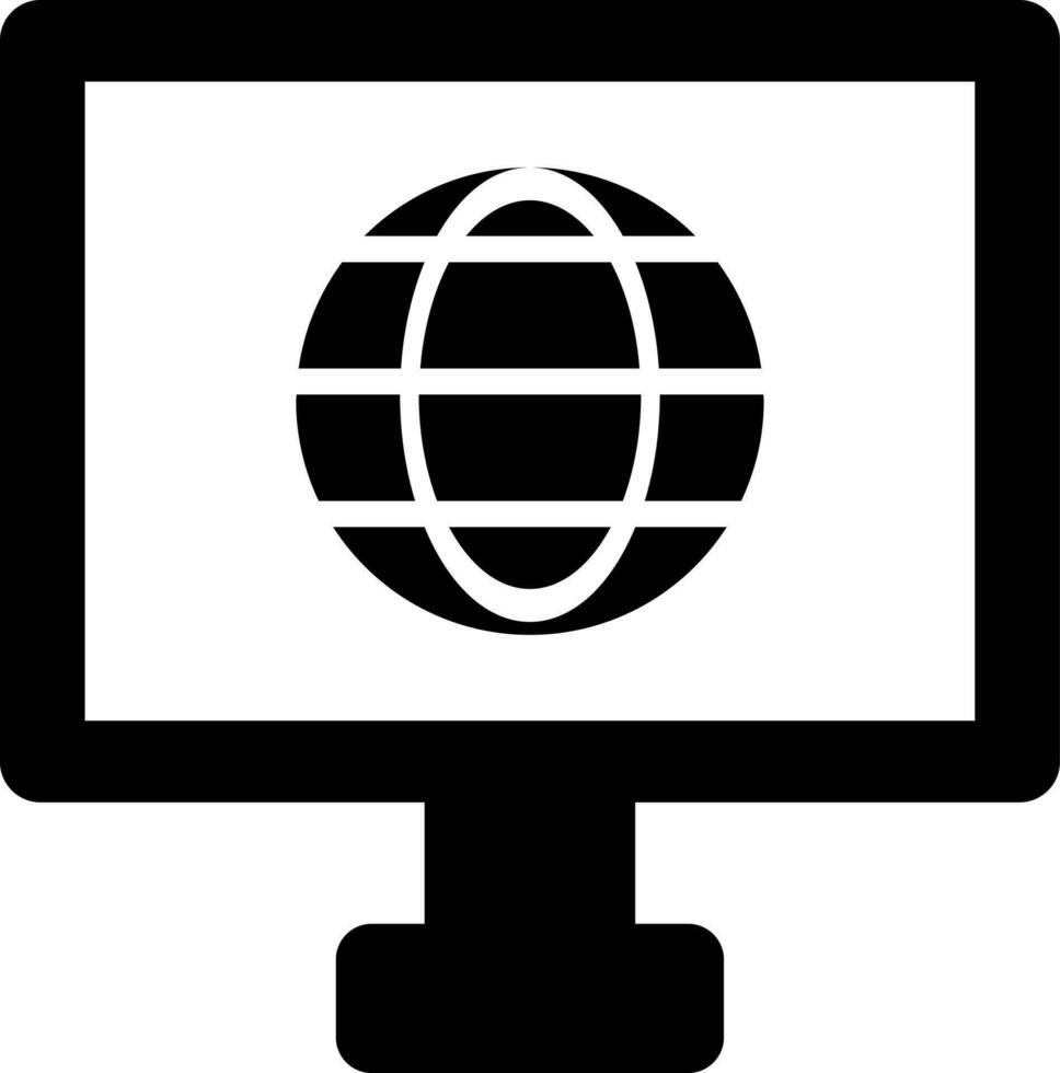 Computer connected to internet glyph icon. vector