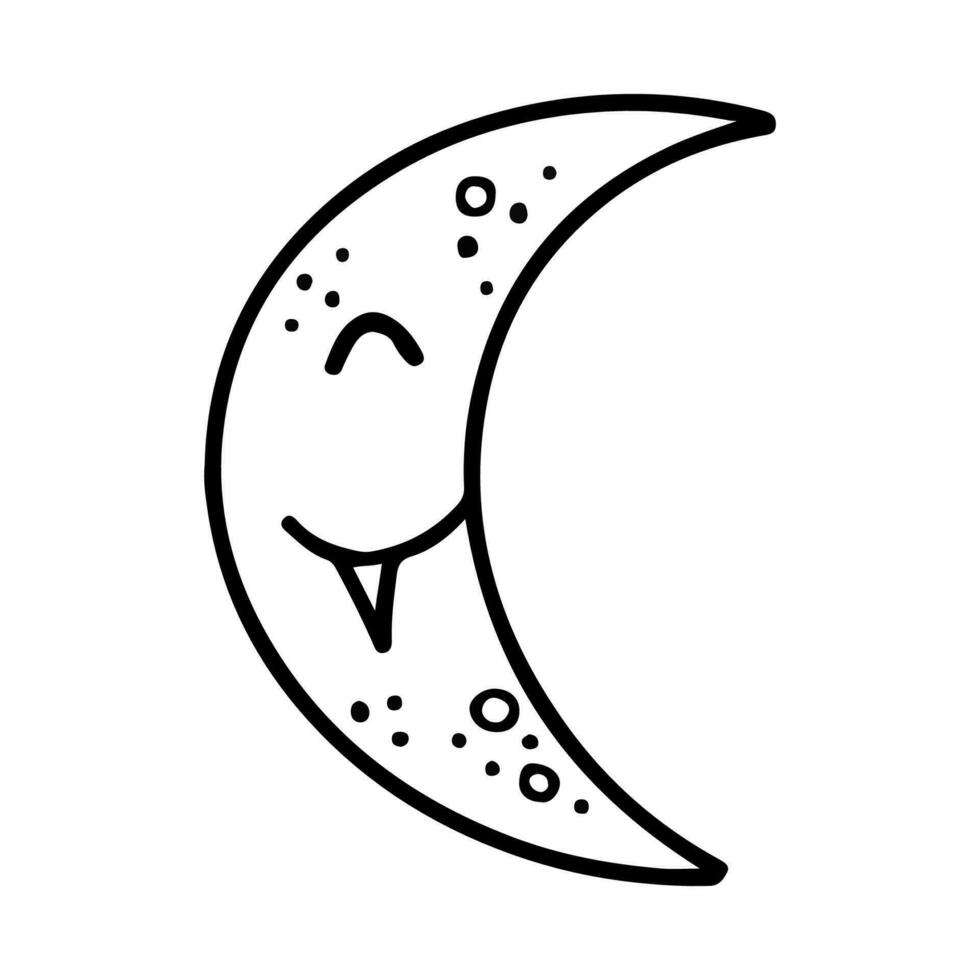 Vector isolated crescent with fang illustration in doodle style