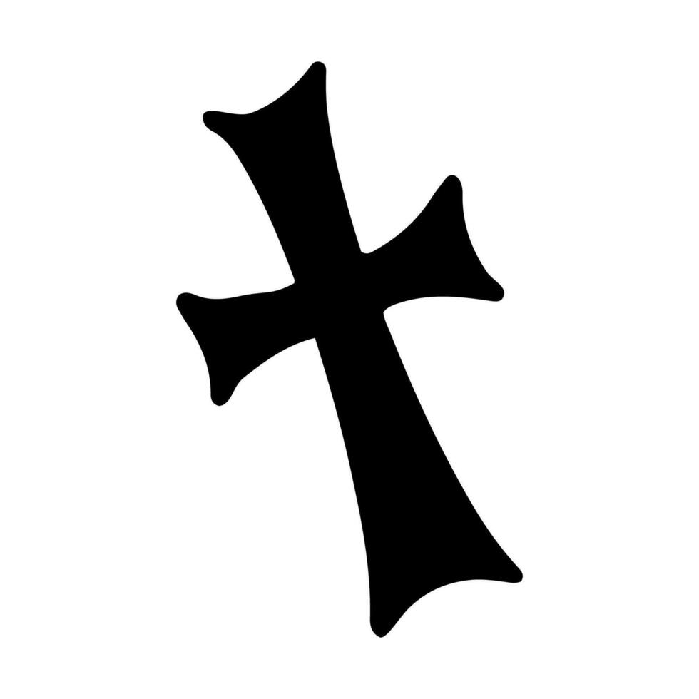 Hand drawn illustration of gothic black cross in doodle style vector