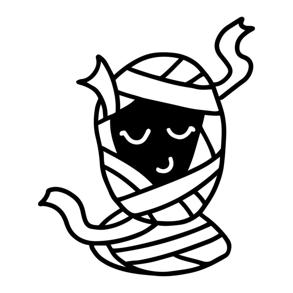 Hand drawn character design of cute mummy in doodle style vector