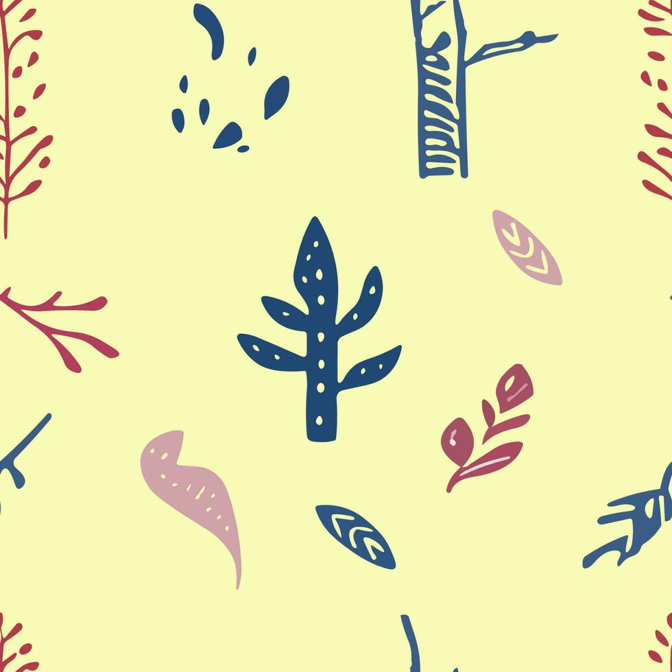 botánico felicidad escandinavo planta garabatear modelo . estilo minimalista estilo y botánico motivos Perfecto para papelería, textiles, hogar decoración, fondo de pantalla, almohada vector