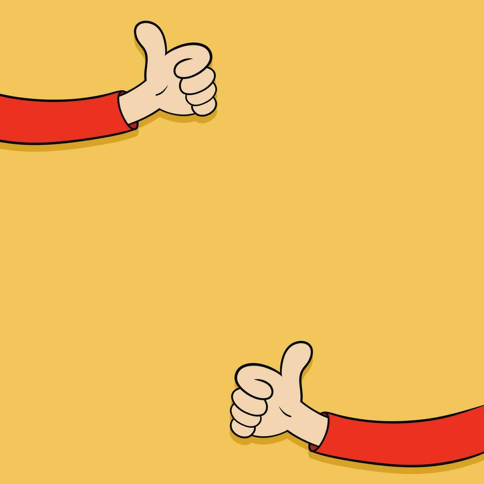 Pair of Thumbs Up Arm, Vector Illustration, Cartoon, Comic, Retro Style