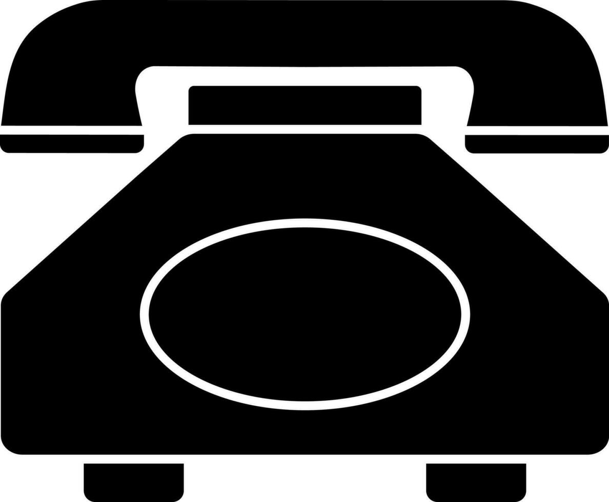 plano estilo retro teléfono icono en negro y blanco color. vector