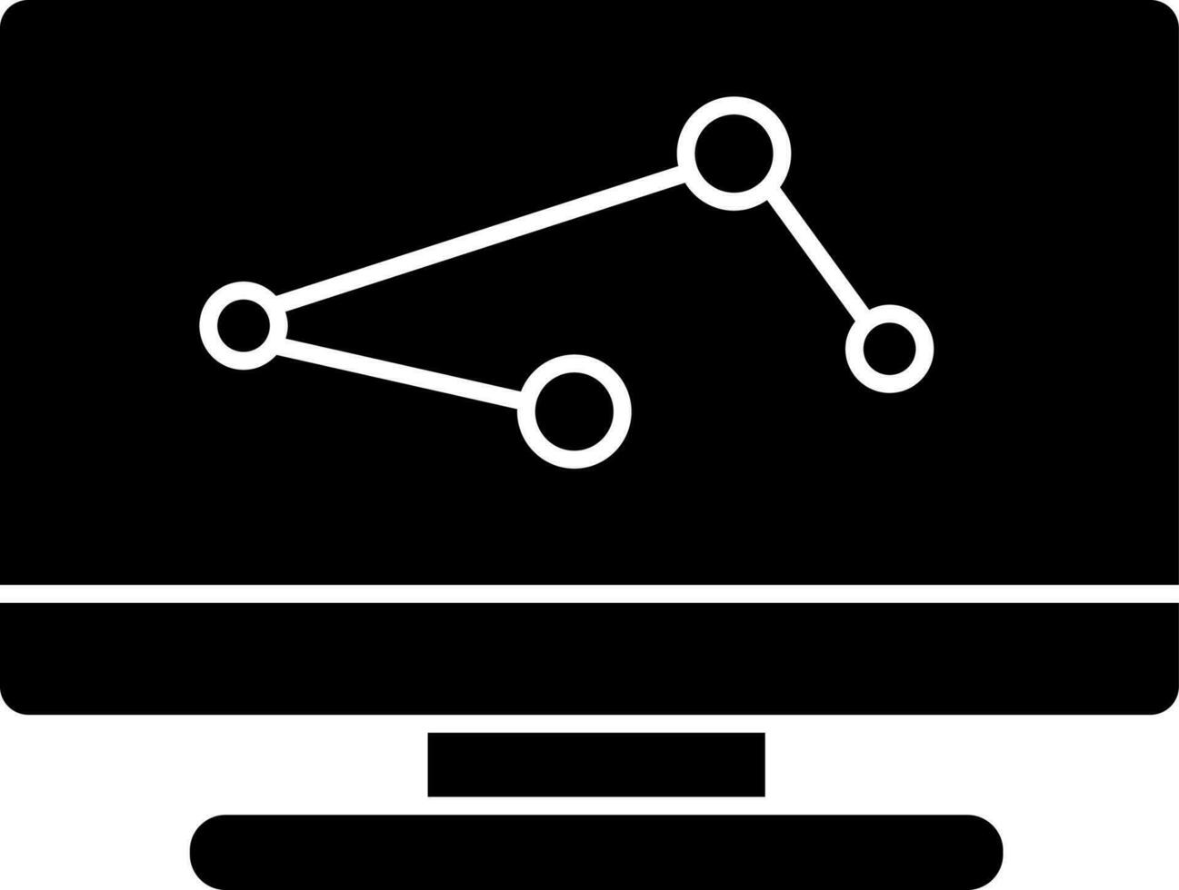 Black and White online analytic graph icon or symbol. vector