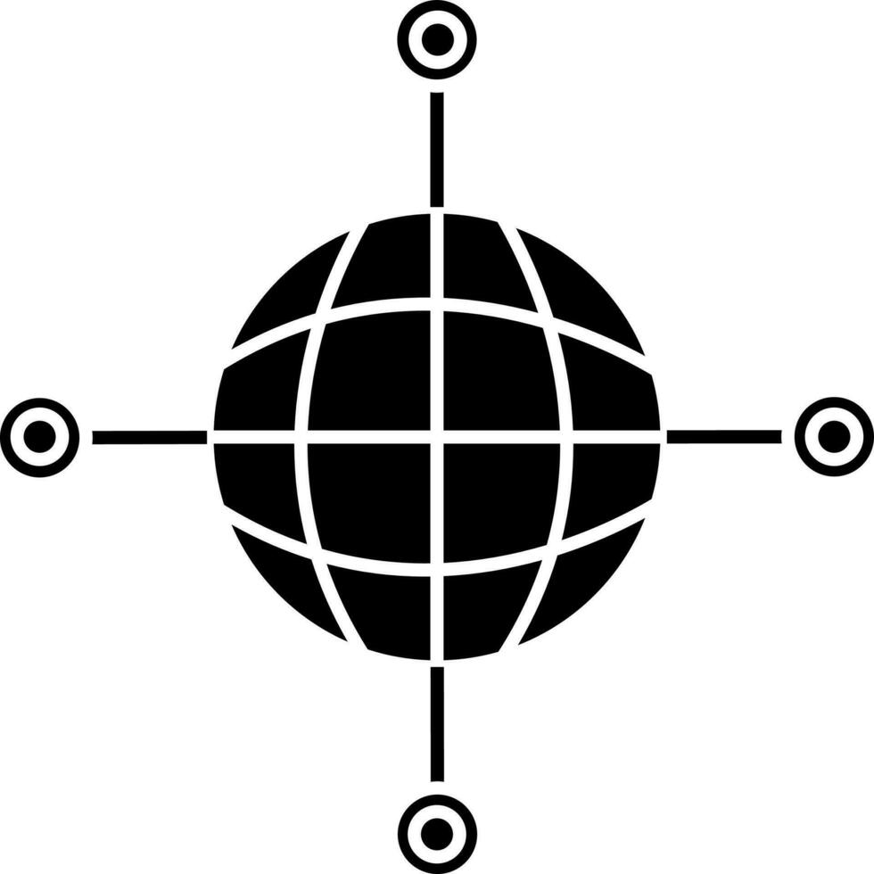 Black and White global networking icon or symbol. vector