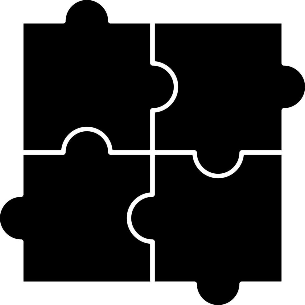 Black and White jigsaw puzzle in flat style. Glyph icon or symbol. vector
