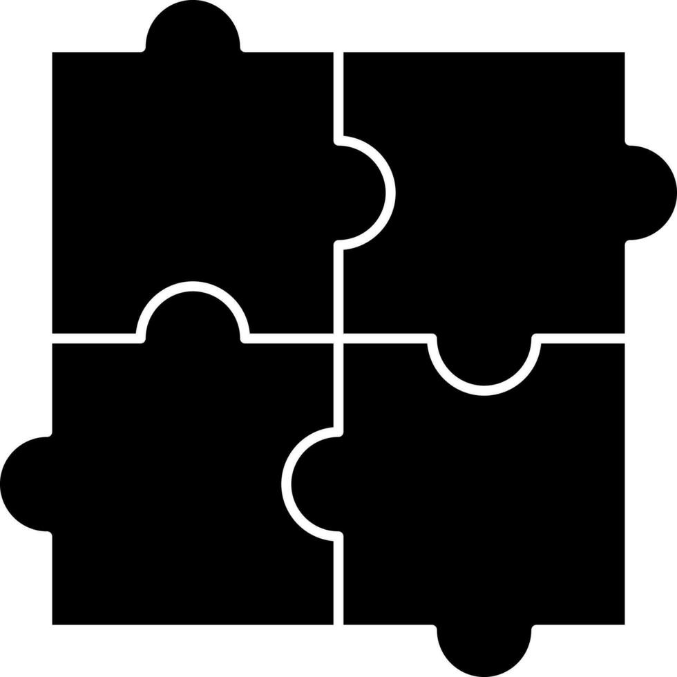 Black and White jigsaw puzzle in flat style. Glyph icon or symbol. vector