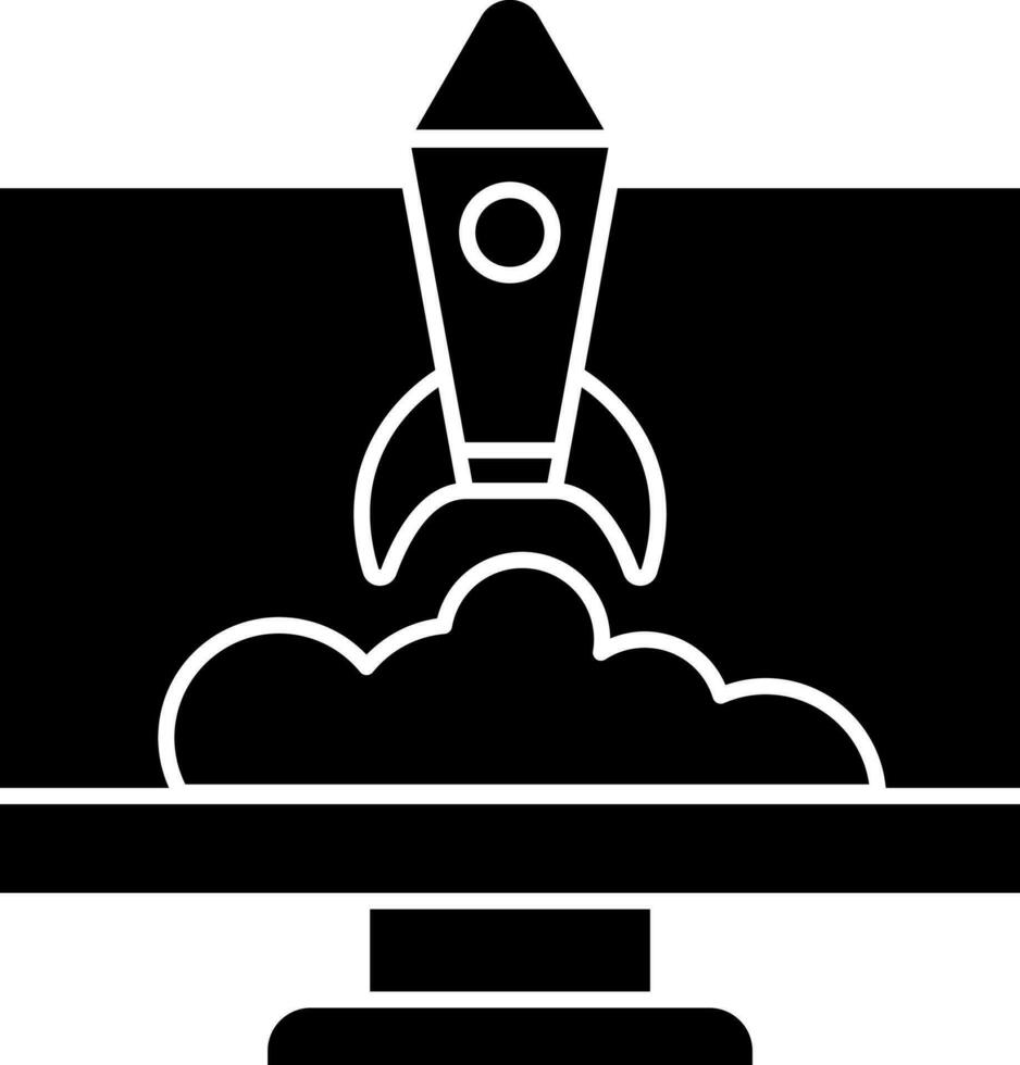 Glyph sign or symbol of web startup in Black and White color. vector