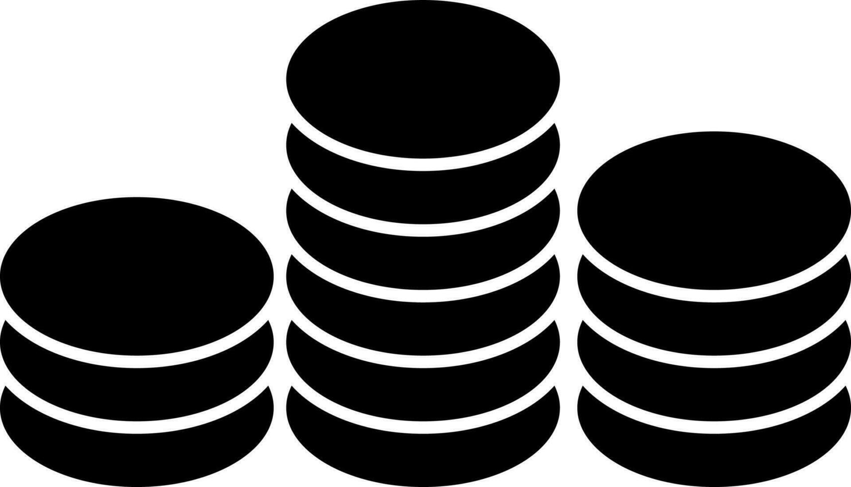 apilar de moneda glifo icono en negro y blanco color. vector