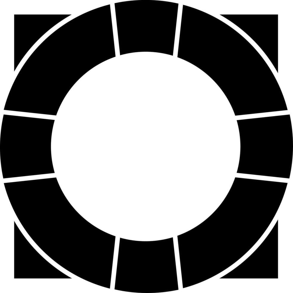 Black and White lifebuoy or life saver icon in flat style. vector