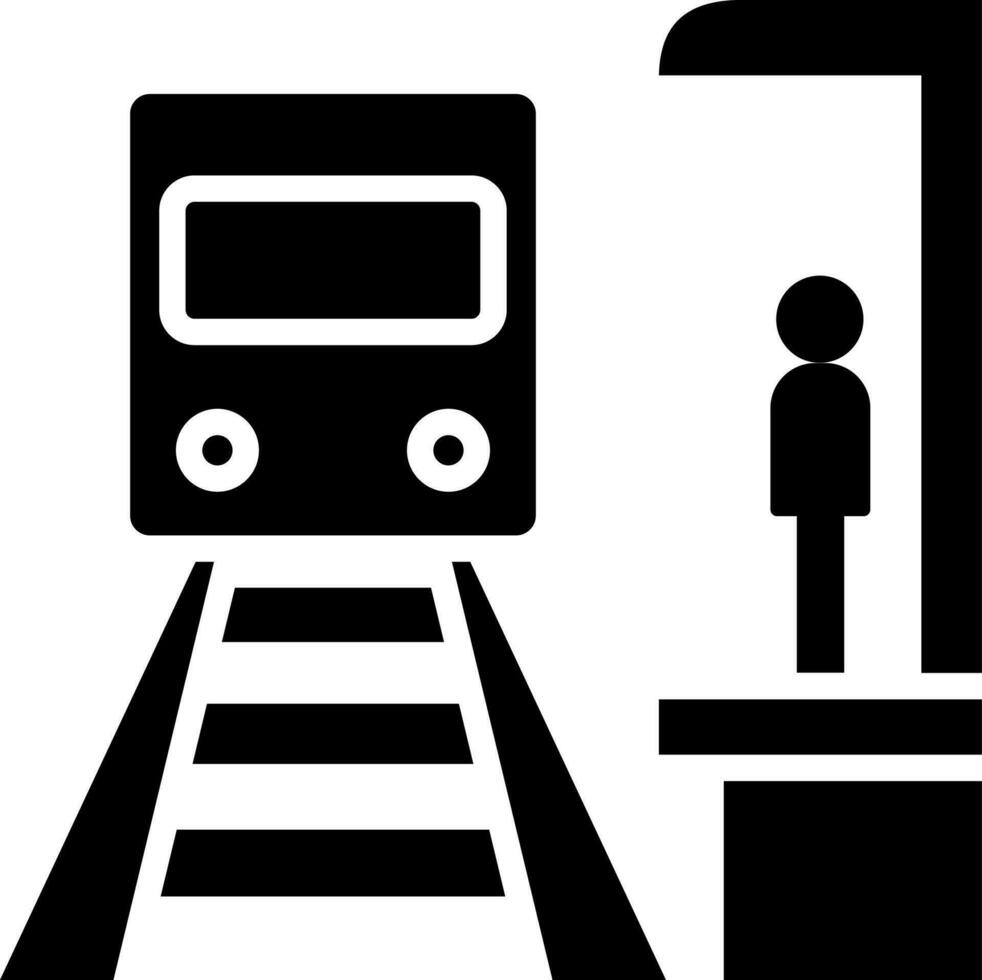 Train station icon in Black and White color. vector