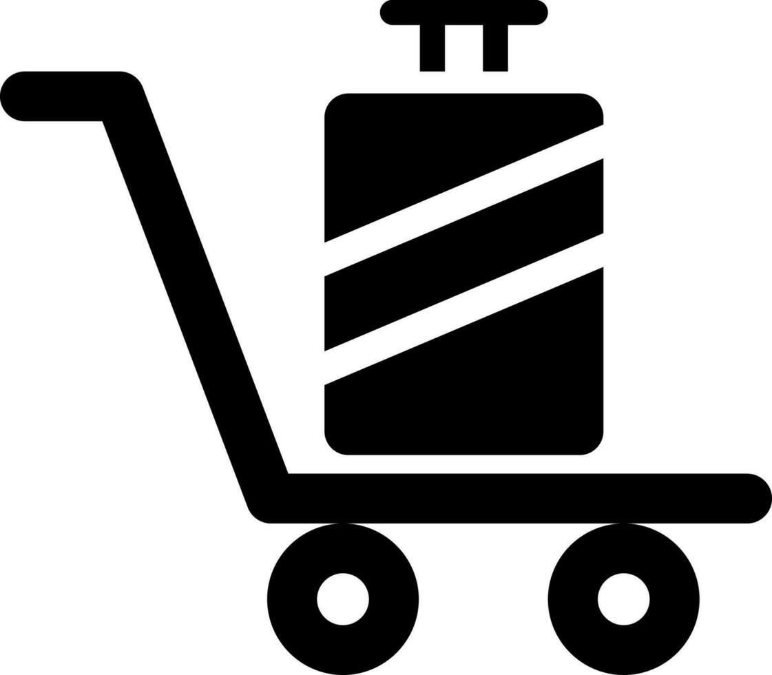 Luggage trolley icon in flat style. vector