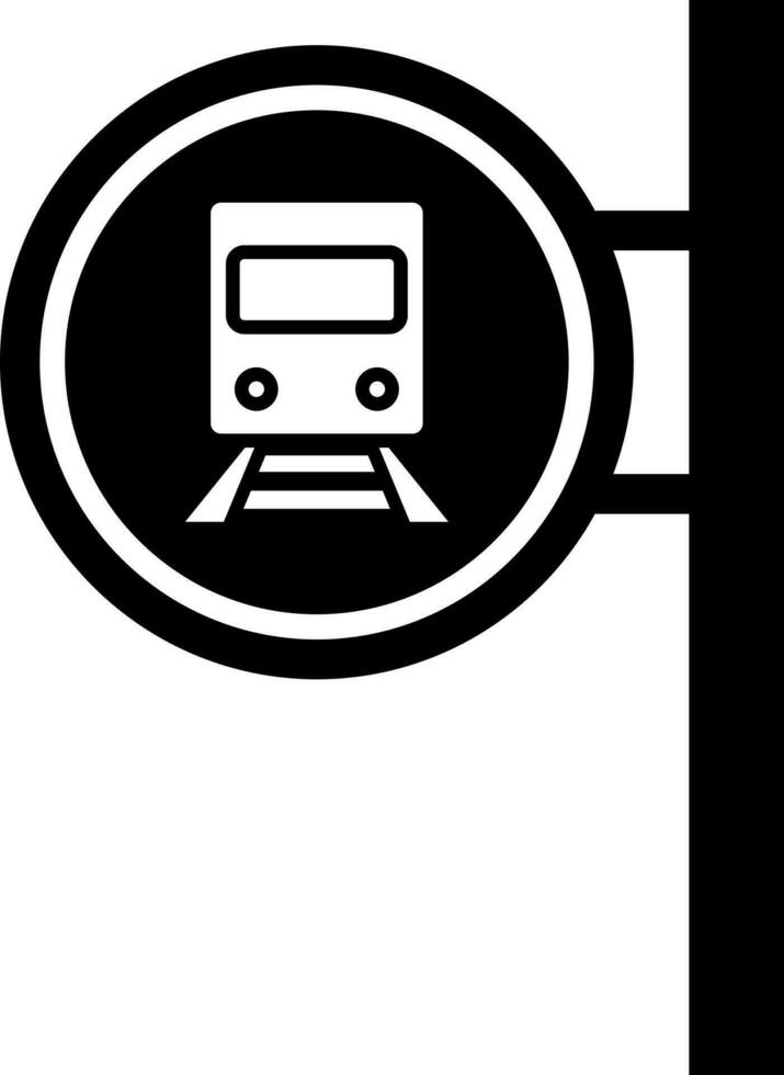 Railway sign board icon in flat style. vector