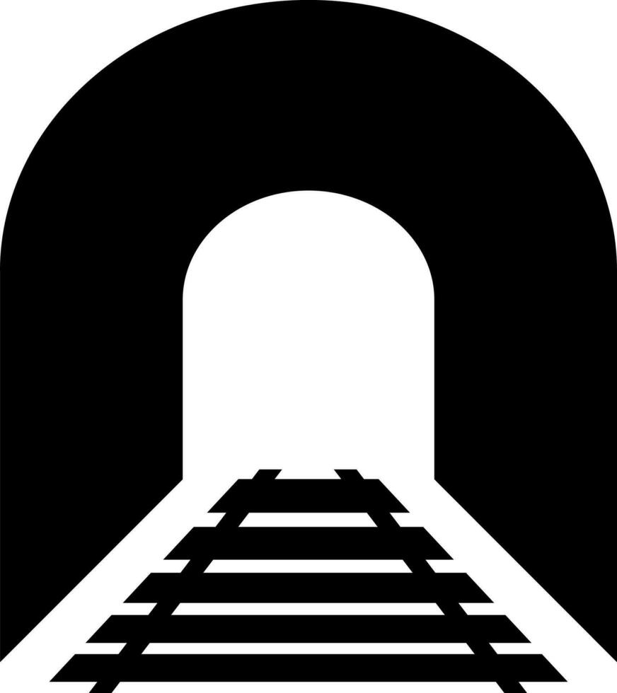 Black and White illustration of tunnel icon. vector