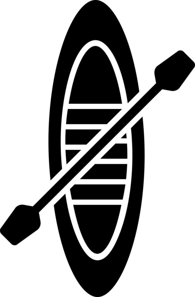 Black and White illustration of canoe boat icon. vector